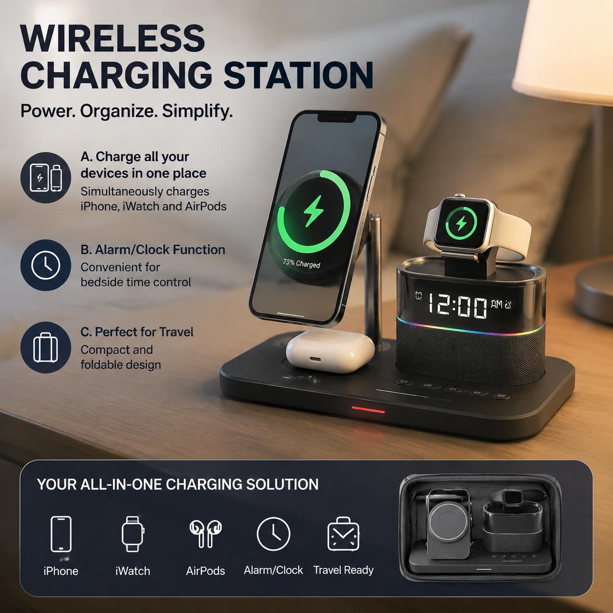 Smart Home Improvement - محطة شحن لاسلكية مغناطيسية للهواتف سلسلة