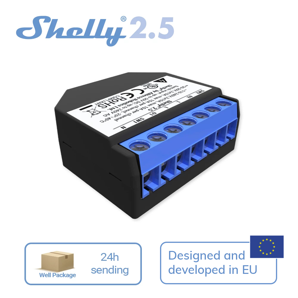 Smart Home Open Source - Shelly 2.5 المنزل الذكي مرحل مزدوج