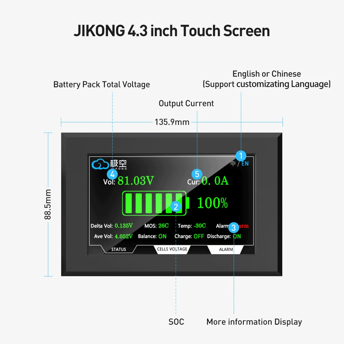 شاشة عرض JIKONG V19 JKBMS مقاس - مراجعة Smart Energy Monitor وسعره